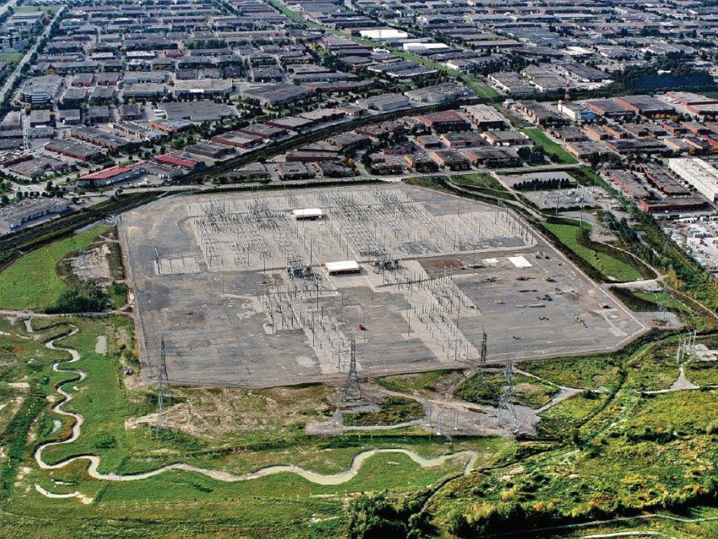 Aerial photo of parkway substation site.