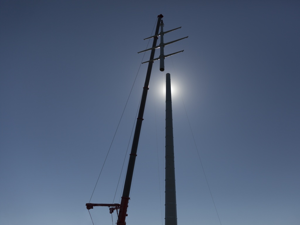 The tallest steel monopole in Quebec next to the st. lawrence bridge.