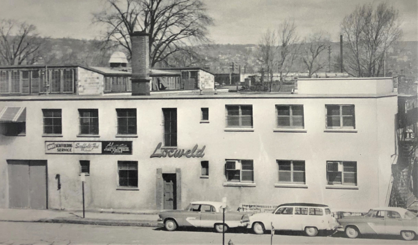 Historical photo of original Locweld Inc shop